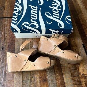 Lucky Brand Moran Wedge Sandals‎ w/ box.